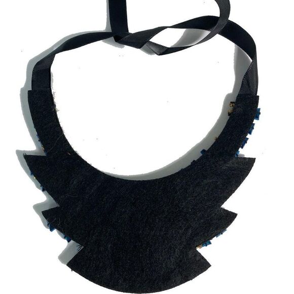 Geometric Black Crystal Statement Collar Bib Necklace - Picture 3 of 8